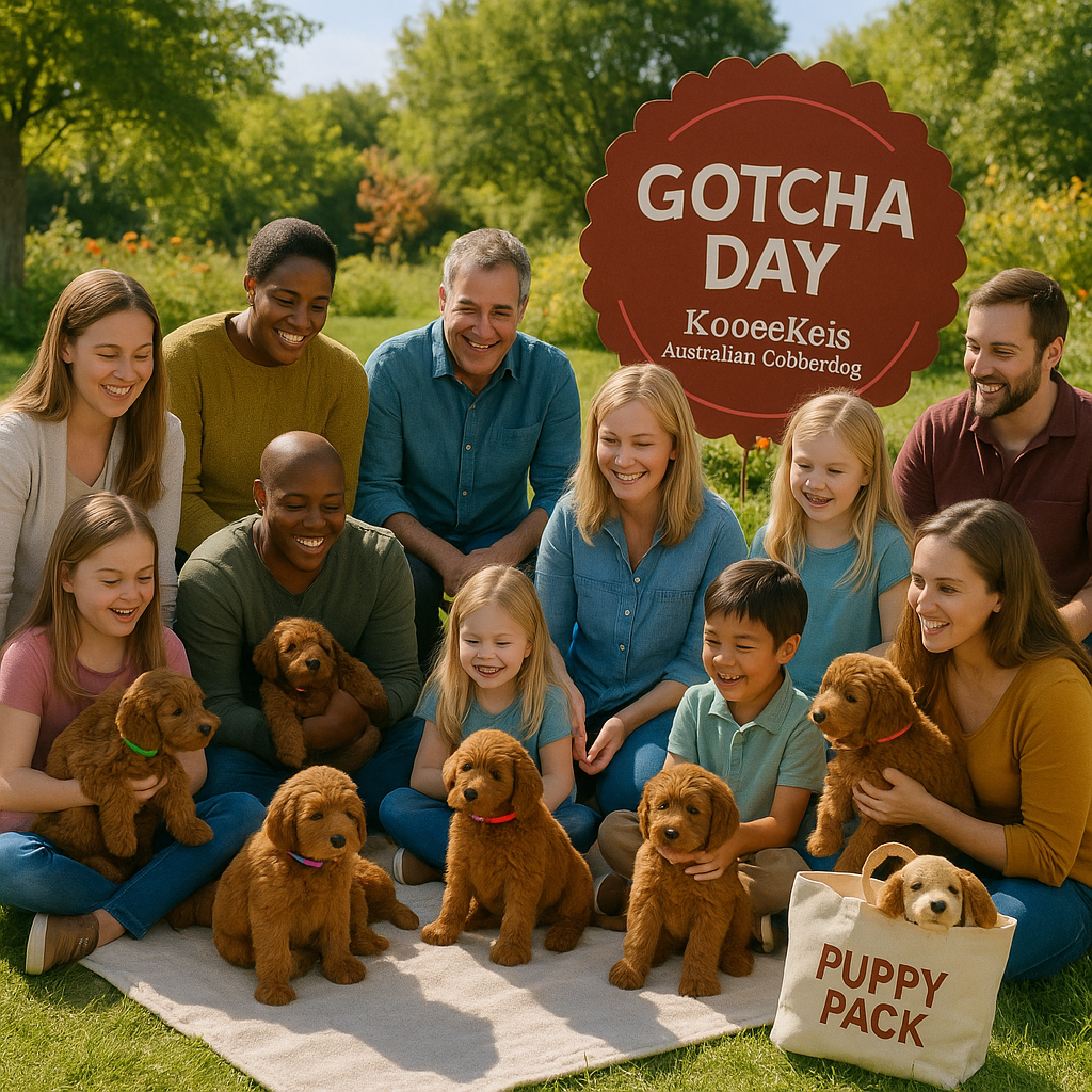 Happy Families sitting around smiling Gotcha Day